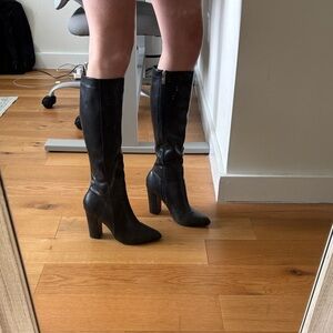 Black Knee-High Leather Boots